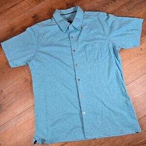 Kuhl Polo Shirt Mens L Heather Blue Wildfibre Organic Cotton Short Sleeve Casual